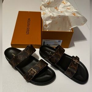 Louis Vuitton Brown and Black Sandals
